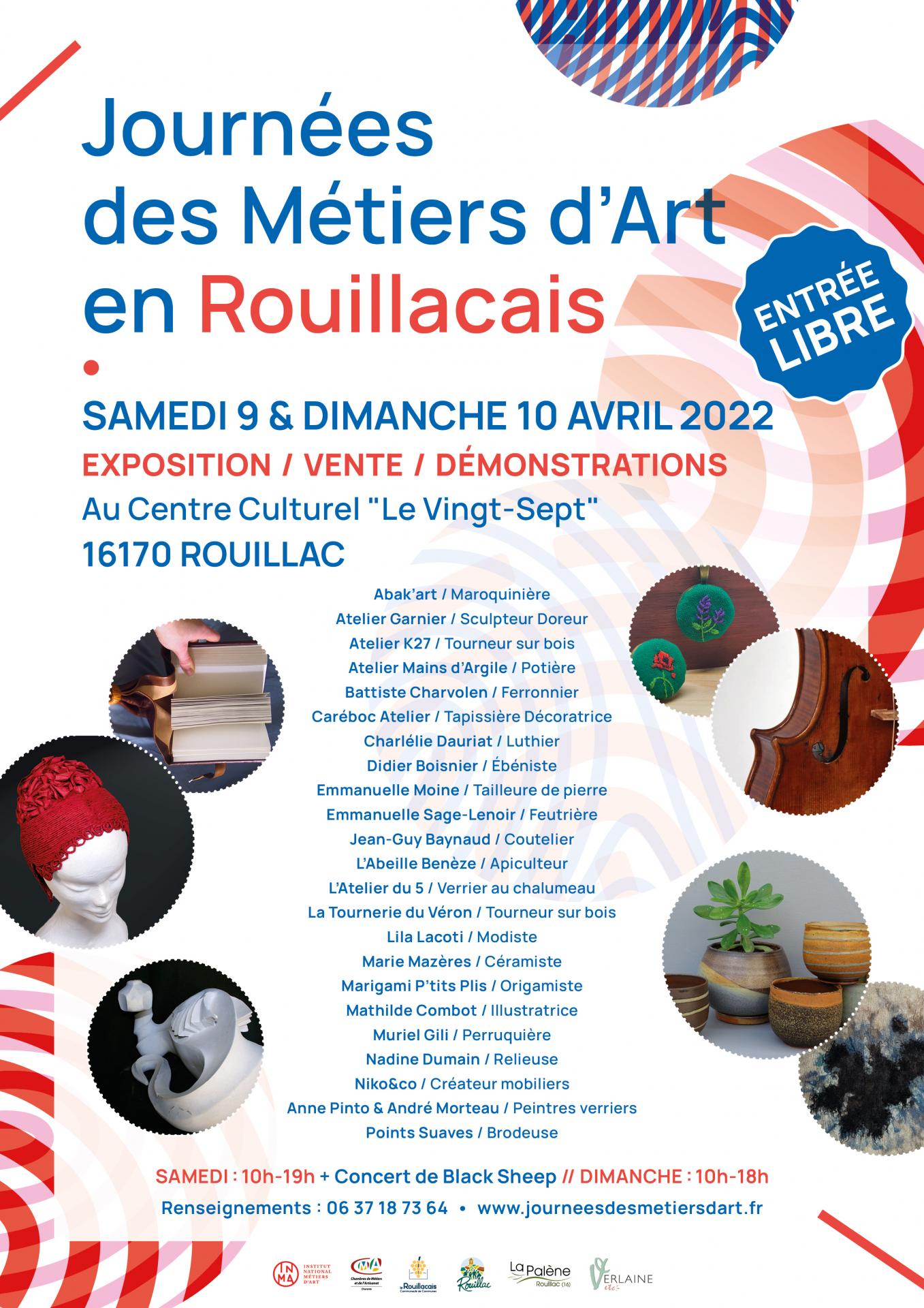 Affiche Journées des Métiers d'Art en Rouillacais 2022